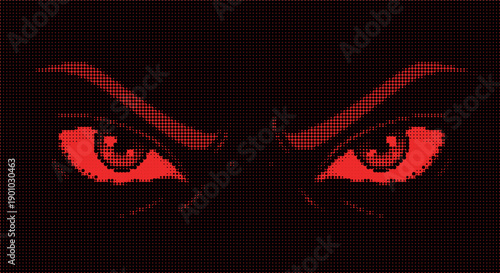 Friendly Pixelated Monster with Halftone Smile Vector Art pixelated bitmap