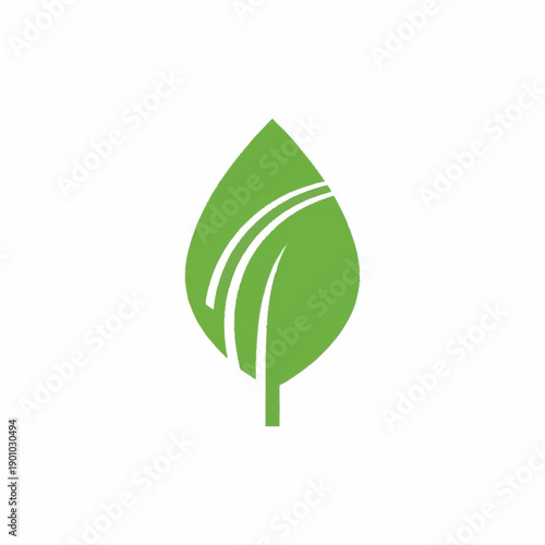 Green Leaf with Abstract White Lines Logo Design.