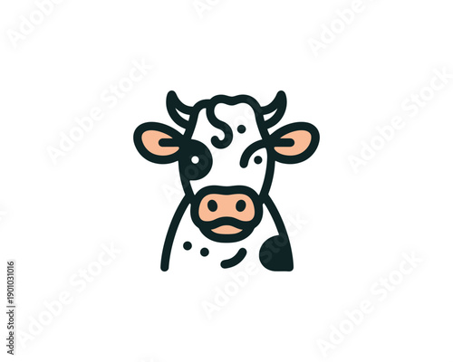 Cow head minimalist mascot face vector logo