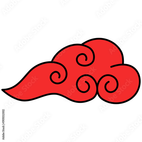 Red Swirling Chinese Cloud Graphic