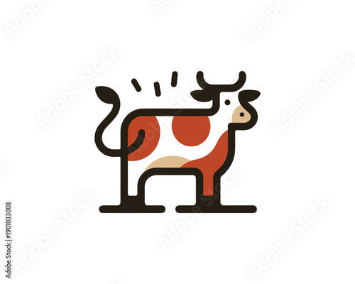 Modern geometric cow standing line art vector logo