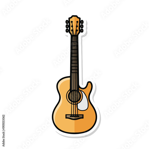 An illustration of a guitar displayed on a white background from a front view