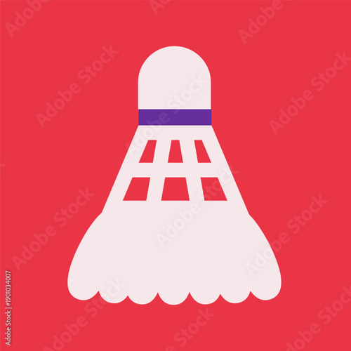 Vector flat illustration with white sport shuttlecock as part of tennis equipment for sport game or world championship. Minimalistic simple concept, clipart sport collection