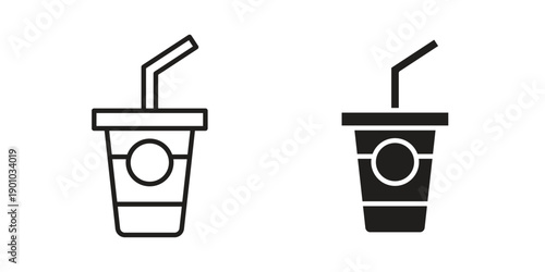 Swoosh Cup icon vector pack. Thin linear and black flat style.