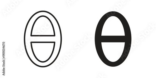 Theta icon vector pack. Thin linear and black flat style.