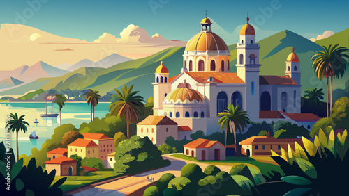 Very beautiful view of the Basilica of Saint Augustin in Annaba, surrounded by greenery and coastal atmosphere, reflecting Algeria’s religious history and serene natural setting.