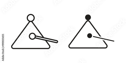 Triangle music icon vector pack. Thin linear and black flat style.