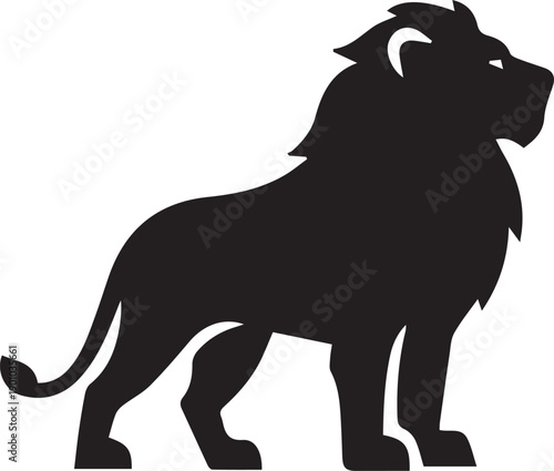 Majestic lion silhouette standing proudly with mane