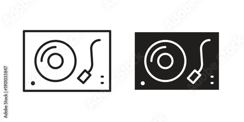 Turntable icon vector pack. Thin linear and black flat style.