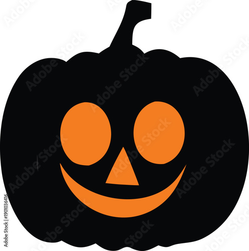A classic jack-o'-lantern pumpkin with a cheerful and playful carved face design for halloween celebrations