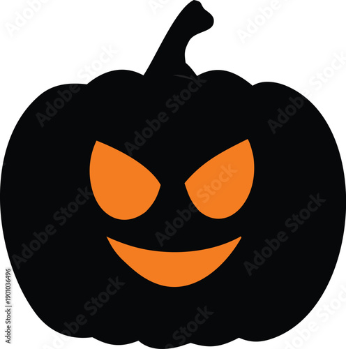 A classic jack-o'-lantern pumpkin with a smiling, glowing face for halloween decoration