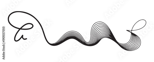 Curvy abstract line art design with elegant loops and waves forming decorative dynamic illustration