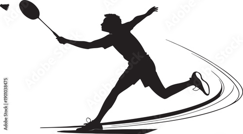 Man Playing Badminton Silhouette, Action Vector Design