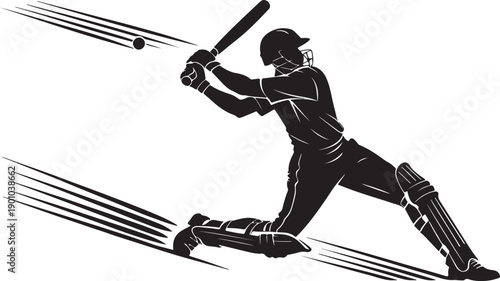 Male Cricket Player Running, Action Sport Vector Illustration