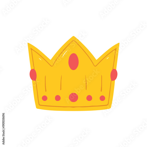 Golden Royal Crown with Red Gems