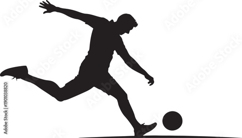 Man Kicking Football Ball in Dynamic Action, Sport Vector Design