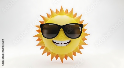 Smiling sun wearing sunglasses