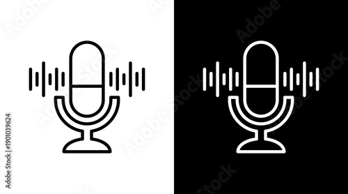 Microphone White Icon Set Design