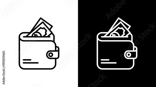 Wallet White Icon Set Design