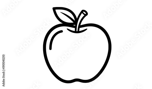 Cute apple trace and color page vector for kids activity books cartoon fruit outline isolated on white background