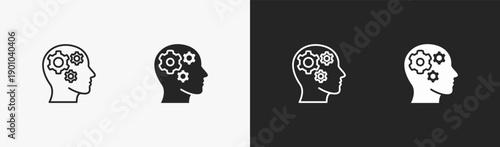 Set of critical thinking icon in black and white collection