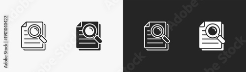 Set of research icon in black and white collection