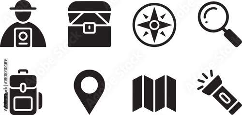 Wallpaper Mural Set of travel and adventure exploration icons with transparent background Torontodigital.ca