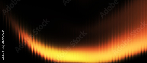 Abstract fluted glass wave patterns with a glossy gradient blending black, orange, and yellow, ideal for striking futuristic visuals, advanced tech interfaces, and sleek modern digital backgrounds.