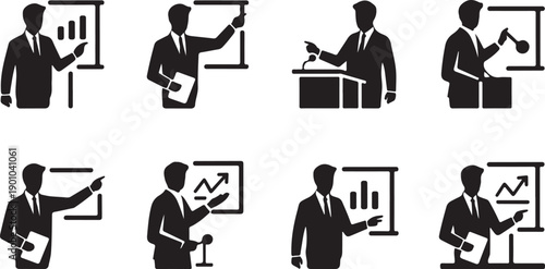 Wallpaper Mural Eight business professionals presenting with charts and slideshows in meetings Torontodigital.ca