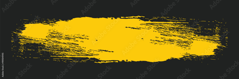 Fototapeta premium Yellow grunge brush streaks painting on black background vcetor ilustration