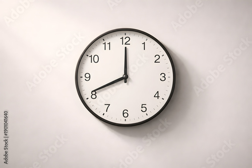 Wallpaper Mural Simple Time Reminder: A classic, minimalist wall clock displays a precise moment in time, mounted on a plain surface, conveying a sense of order and punctuality. Torontodigital.ca