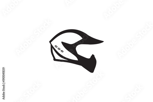 Motocross helmet profile icon silhouette for extreme sports gear representation isolated on white background protection headwear for bikers vector
