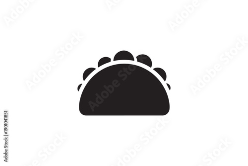 Taco icon silhouette for mexican food restaurant menu design isolated on white background symbol of traditional snack tortilla with meat veggies