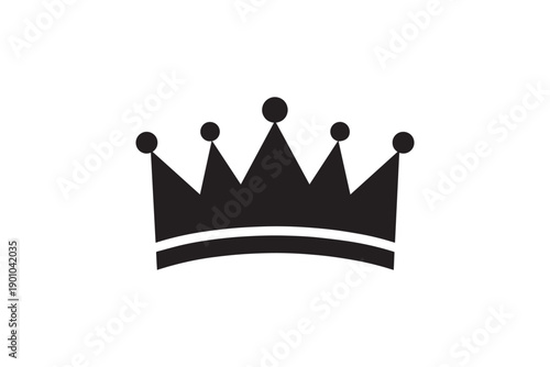Sharp pointed crown silhouette with circular orb tips featuring five distinct peaks for classic royal symbolism and majestic brand identity design