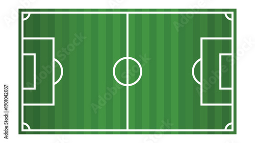 Soccer grass field. Football ground. Playground icon. Graphic icon for sport area, game and training. Vector illustration.