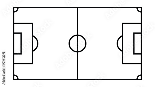 Soccer field. Football ground. Black line playground icon. Graphic icon for sport area, game and training. Vector illustration.