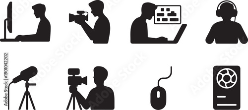 Wallpaper Mural Set of icons depicting various digital and media creation activities Torontodigital.ca