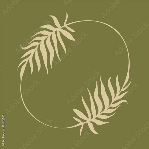 Elegant background with a decorative leaf circular frame 