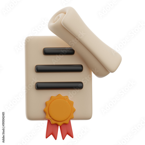 Certificate 3d illustration