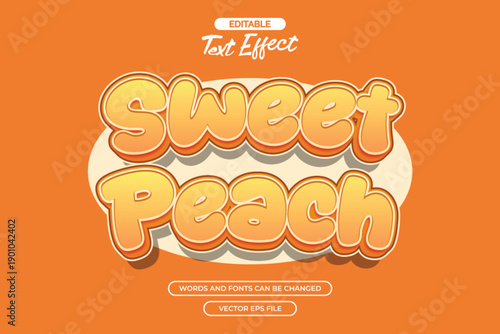 Sweet peach editable text effect with cute cartoon text style