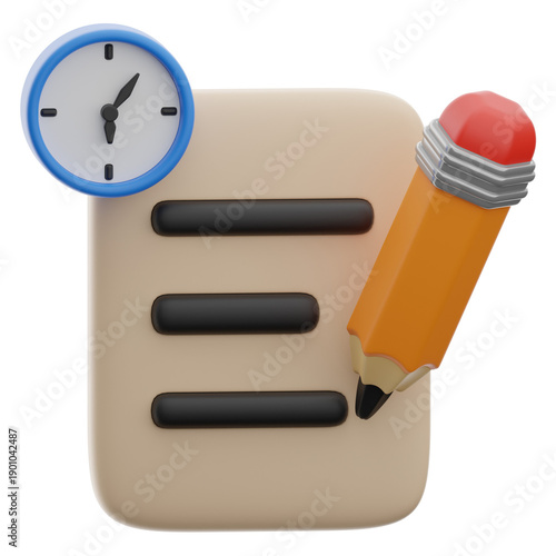 Exam sheet 3d illustration