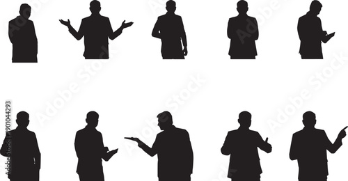 Expressive Human Silhouette Poses – Strategy, Abstract, Conceptual, Business, Communication, Presentation, Body Language, Interaction, Symbolism, Businessman  