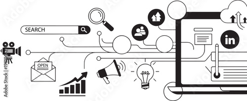 Creative banner of digital marketing and internet promotion. Vector illustrations for web banner, social media banner, business presentation, marketing material