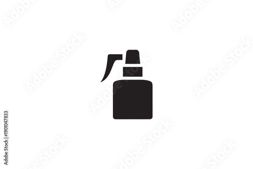 Black silhouette of spray bottle icon with pump dispenser, ideal for cleaning products household supplies and personal care items hygiene and sanitation concept
