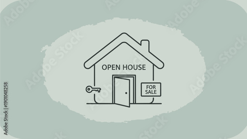 Simple Open House Icon on Light Background