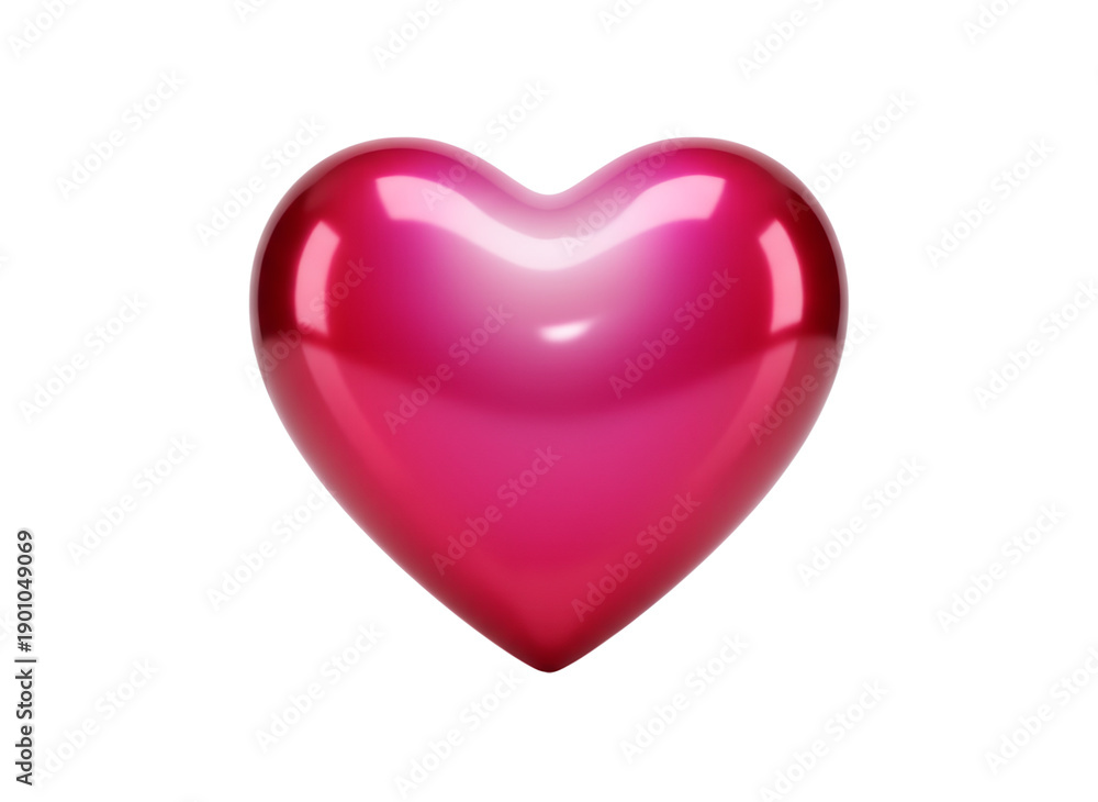 Fototapeta premium Shiny, pink, heart, love, glossy, valentine, isolated on transparent background