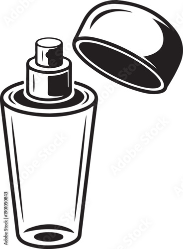 A spray bottle with its dome cap removed and lying beside it Vector