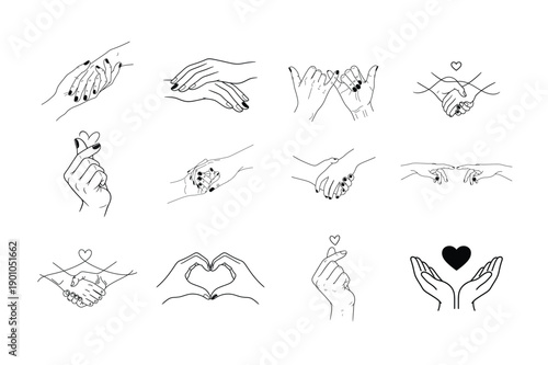 Wallpaper Mural Hand Gesture Line Art Illustration Set Torontodigital.ca