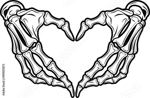 Wallpaper Mural Skeleton Hands Forming Heart Shape Line Art Illustration Torontodigital.ca