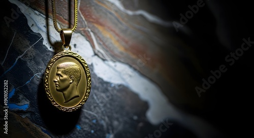 Golden jesus christ pendant on a chain
